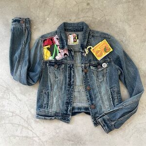 Frida Kahlo inspired Upcycled denim jacket